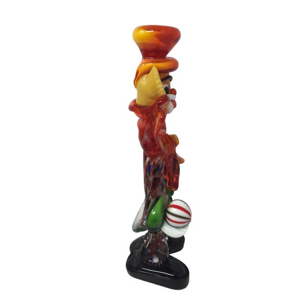 MURANO Colorful Hand Blown Art Glass Clown- about 10'' Tall - Vintage (1960s)